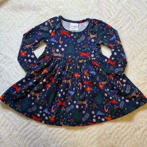 Hanna Andersson Blue Long Sleeve Christmas Skater Dress - Size 12-18 Months